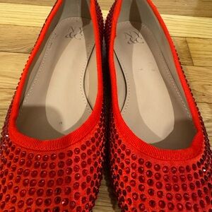 New York & Company Vibrant Red Studded Flats